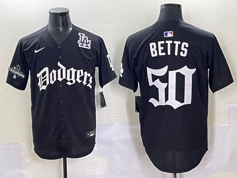 Men 2025 Los Angeles Dodgers #50 Betts Black Seventh generation Joint Name Nike MLB Jersey style 17->los angeles dodgers->MLB Jersey